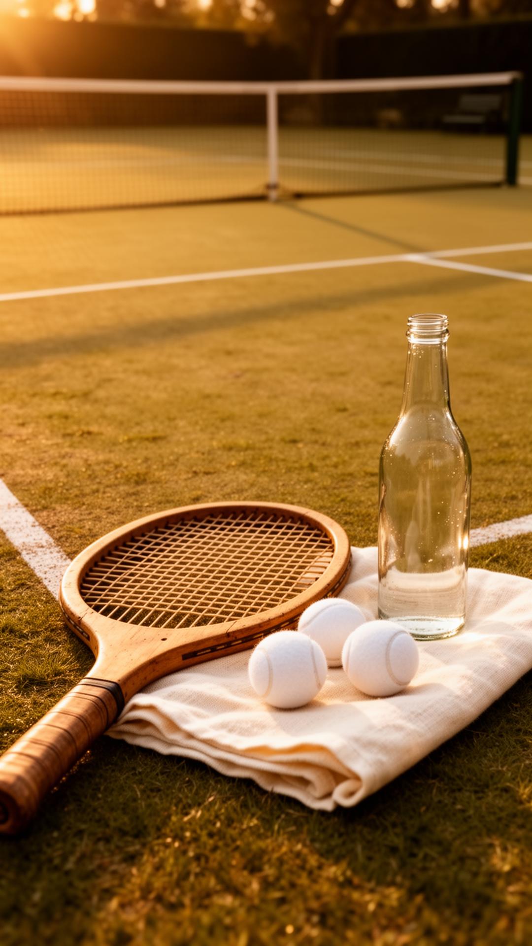 Tennis court at golden hour
